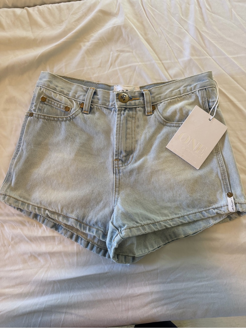 One Teaspoon Light Wash Denim Shorts